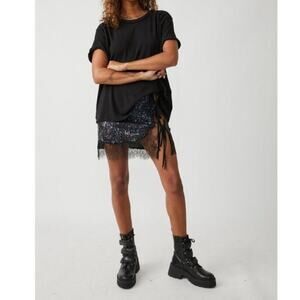 NWT Free people gold ush slip black combo size small